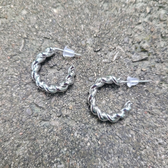 2 for $14! Silver Hoop Earrings NWOT - Picture 2 of 2